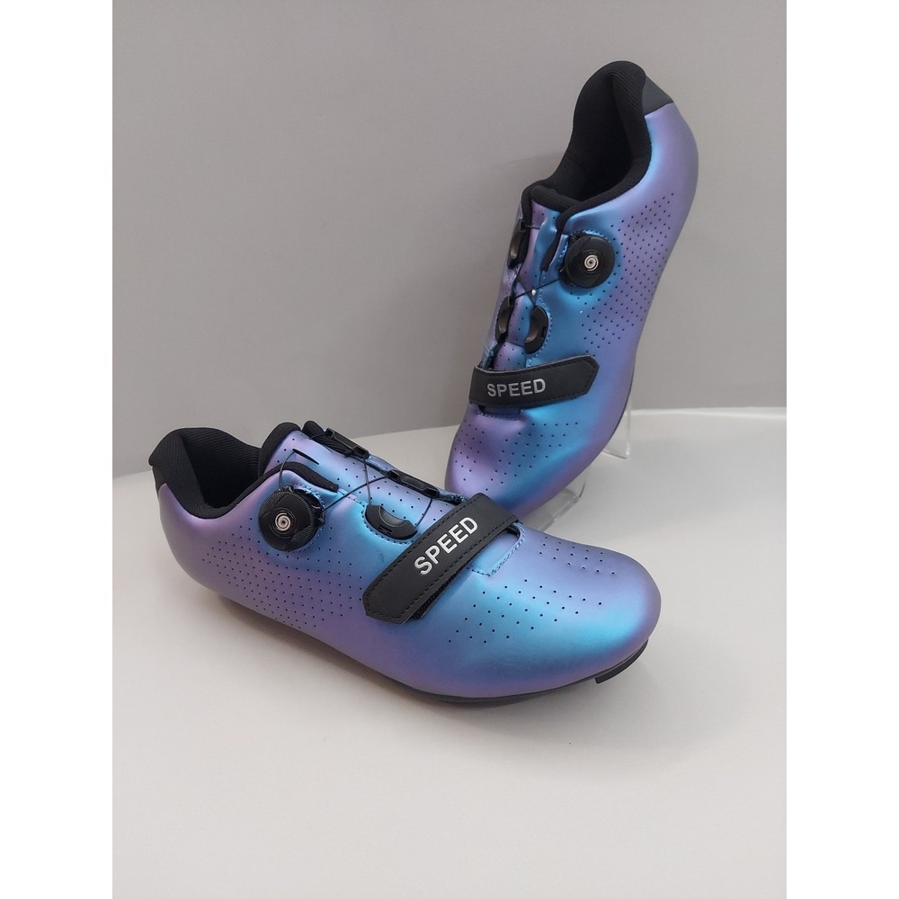 Speed Cycling Shoes 42 Blue Iridescent Dial Lace‎ System Bike M 9-9.5 W 11-11.5